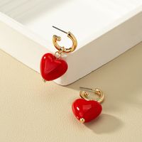 1 Pair Fashion Heart Shape Alloy Plastic Drop Earrings main image 1