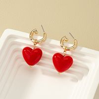 1 Pair Fashion Heart Shape Alloy Plastic Drop Earrings sku image 1