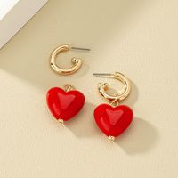 1 Pair Fashion Heart Shape Alloy Plastic Drop Earrings main image 5