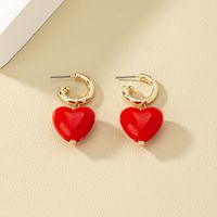 1 Pair Fashion Heart Shape Alloy Plastic Drop Earrings main image 3