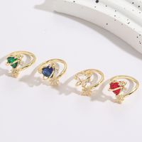 1 Piece Fashion Heart Shape Copper Inlay Zircon Open Ring main image 1