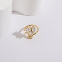 1 Piece Fashion Heart Shape Copper Inlay Zircon Open Ring main image 6