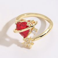 1 Piece Fashion Heart Shape Copper Inlay Zircon Open Ring sku image 4