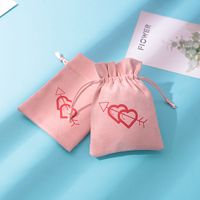 1 Piece Fashion Heart Shape Cloth Drawstring Jewelry Packaging Bags sku image 1