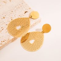 1 Pair Fashion Semicircle Round Oval Plating Hollow Out Stainless Steel 18k Gold Plated Drop Earrings main image 4