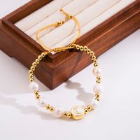 Fashion Cross Moon Heart Shape Rope Copper 18k Gold Plated Bracelets In Bulk sku image 2