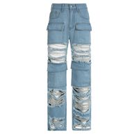 Women's Daily Streetwear Solid Color Full Length Ripped Jeans Straight Pants main image 4