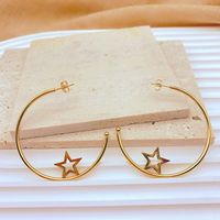 1 Pair Exaggerated Star Heart Shape Butterfly Titanium Steel Plating Hoop Earrings main image 2