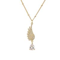 1 Piece Fashion Water Droplets Wings Copper Inlay Zircon Pendant Necklace main image 3