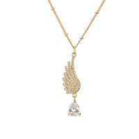 1 Piece Fashion Water Droplets Wings Copper Inlay Zircon Pendant Necklace sku image 7