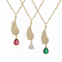 1 Piece Fashion Water Droplets Wings Copper Inlay Zircon Pendant Necklace main image 5