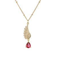 1 Piece Fashion Water Droplets Wings Copper Inlay Zircon Pendant Necklace main image 2