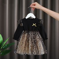 Cute Star Bowknot Cotton Girls Dresses sku image 1