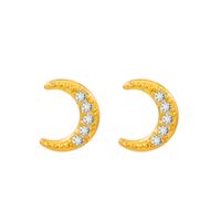 Cross-border New Arrival Hollow Flower Earrings Petal Ear Accessory Vintage Fashion Minority Design Diamond Moon Heart Stud Earrings sku image 1