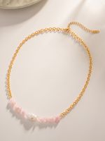 1 Piece Fashion Irregular Stainless Steel Artificial Crystal Beaded Pearl Plating Necklace main image 4