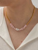 1 Stück Mode Irregulär Rostfreier Stahl Künstlicher Kristall Perlen Perle Überzug Halskette main image 1