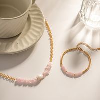 1 Piece Fashion Irregular Stainless Steel Artificial Crystal Beaded Pearl Plating Necklace main image 6
