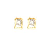 1 Pair Simple Style Square Alloy Inlay Rhinestones Women's Earrings sku image 1