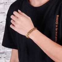European And American Fashion Creative Titanium Steel Men's Lobster Buckle Cuban Link Chain Bracelet Stainless Steel Four-sided Grinding Bracelet main image 2