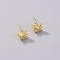 1 Pair Elegant Fashion Butterfly Copper Inlay Zircon Ear Studs main image 3