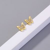 1 Pair Elegant Fashion Butterfly Copper Inlay Zircon Ear Studs sku image 1