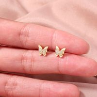 1 Pair Elegant Fashion Butterfly Copper Inlay Zircon Ear Studs main image 2