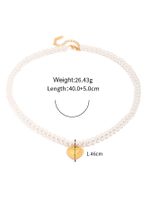 1 Piece Ins Style Heart Shape Stainless Steel Freshwater Pearl Beaded Plating Pendant Necklace main image 2