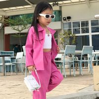 Fashion Solid Color Patchwork Polyester Girls Clothing Sets main image 4