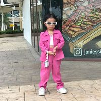 Fashion Solid Color Patchwork Polyester Girls Clothing Sets main image 5