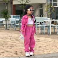 Fashion Solid Color Patchwork Polyester Girls Clothing Sets main image 2