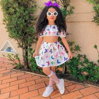 Fashion Butterfly Printing Polyester Girls Clothing Sets main image 1
