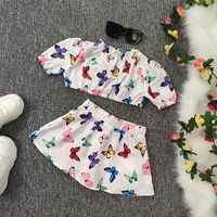 Fashion Butterfly Printing Polyester Girls Clothing Sets sku image 8