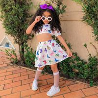 Fashion Butterfly Printing Polyester Girls Clothing Sets main image 3