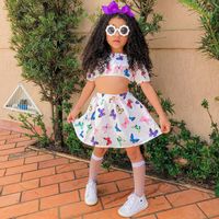 Fashion Butterfly Printing Polyester Girls Clothing Sets main image 2