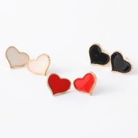 1 Pair Sweet Simple Style Classic Style Heart Shape Alloy Enamel Gold Plated Women's Ear Studs main image 2