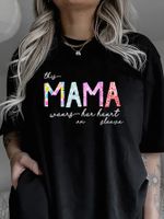 Mujeres Camiseta De Manga Corta Camisetas Casual Mamá Letra main image 3