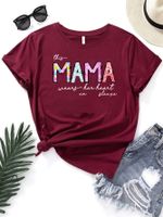 Frau T-shirt T-shirts Lässig Mama Brief main image 4