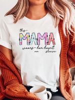 Mujeres Camiseta De Manga Corta Camisetas Casual Mamá Letra main image 5
