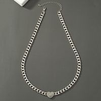 1 Piece Hip-hop Heart Shape Alloy Plating Inlay Rhinestones Women's Necklace main image 1