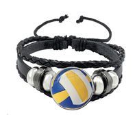 Fashion National Flag Ball Pu Leather Knitting Unisex Bracelets main image 4