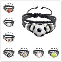 Fashion National Flag Ball Pu Leather Knitting Unisex Bracelets main image 1