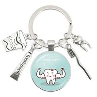 Cartoon Style Teeth Alloy Glass Unisex Bag Pendant Keychain sku image 4