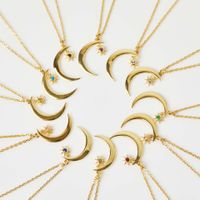 Vintage-stil Klassischer Stil Sonne Mond Titan Stahl Überzug Inlay Geburtsstein Vergoldet Halskette Mit Anhänger main image 10