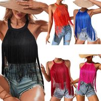 Traje De Baño Caliente De La Playa De Las Señoras De La Tapa Del Halter Sin Mangas Del Color Sólido De La Venta main image 2