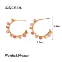 1 Pair Fashion C Shape Plating Stainless Steel Natural Stone 18k Gold Plated Ear Studs main image 2