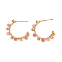1 Pair Fashion C Shape Plating Stainless Steel Natural Stone 18k Gold Plated Ear Studs main image 3