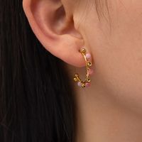 1 Pair Fashion C Shape Plating Stainless Steel Natural Stone 18k Gold Plated Ear Studs main image 5