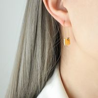 1 Pair Fashion Lock Titanium Steel Plating Drop Earrings main image 2