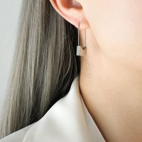 1 Pair Fashion Lock Titanium Steel Plating Drop Earrings main image 4