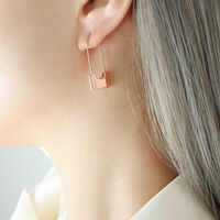 1 Pair Fashion Lock Titanium Steel Plating Drop Earrings main image 1